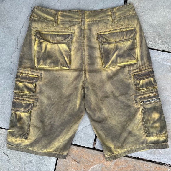 Reworked Y2K Slime Yellow Gorpcore Utility Ripstop Cargo Shorts Upcycled - Picture 6 of 8
